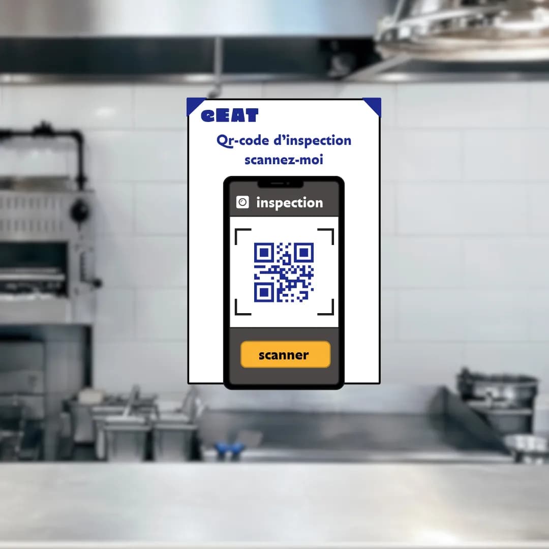 Le Qr-code eEAT est affiché en cuisine et peut simplement être scanné en cas d'inspection d'hygiène.