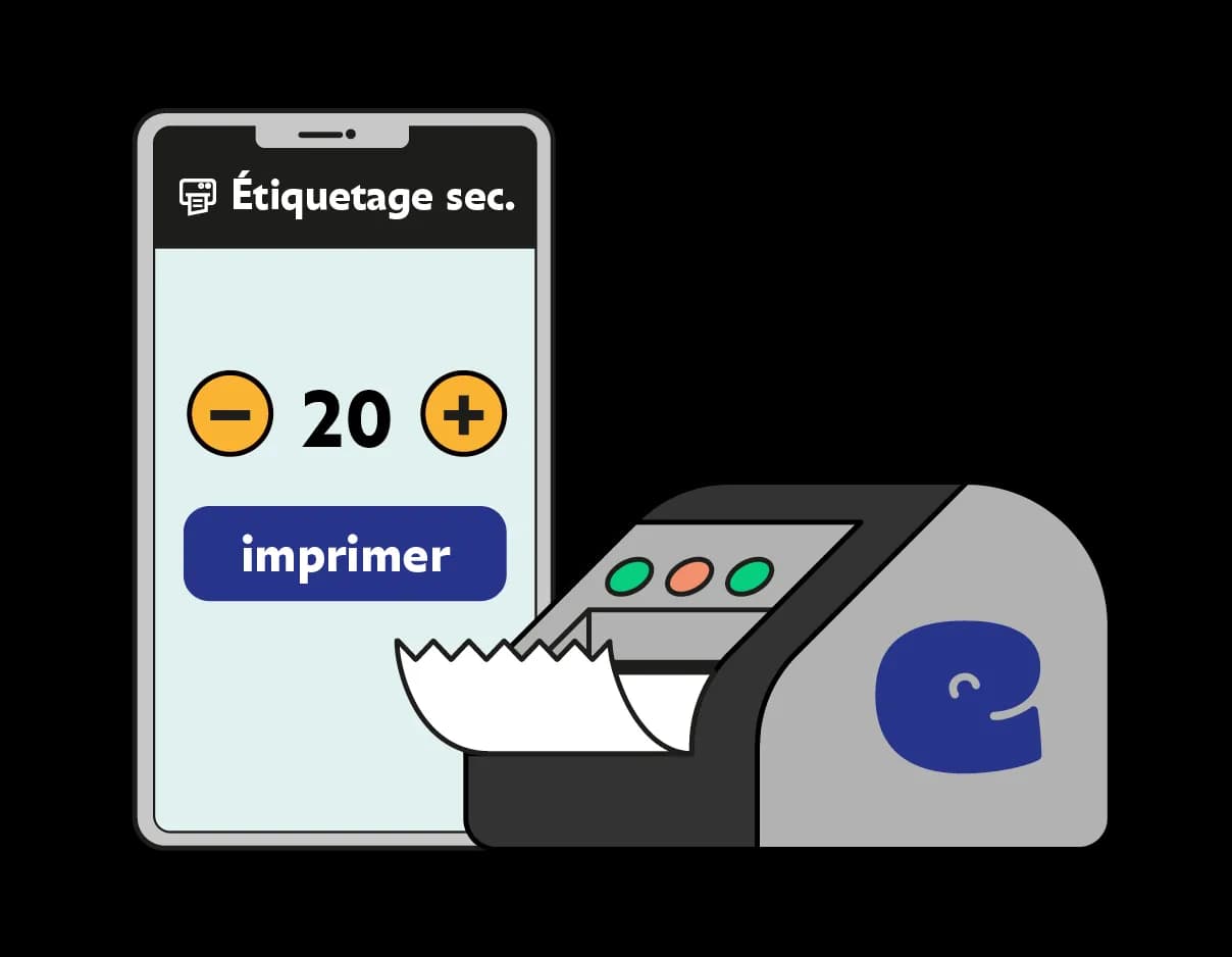 Vous imprimez en 1 clic le nombre d'étiquettes souhaité grâce à eEAT.